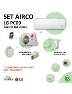 Set Airco LG PC09 WiFi   Single Split  met 8 m leiding en muurconsole