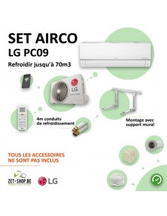 Set Airco LG PC09 WiFi   Single Split  met 4 m leiding en muurconsole