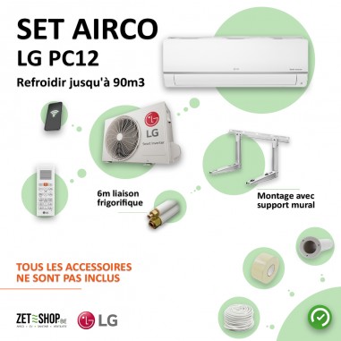 Set Airco LG PC12 WiFi Single Split met 6 m leiding en muurconsole