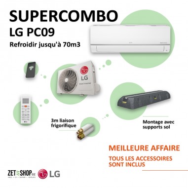 Super Combo Airco LG PC09 WiFi Single Split  3m leiding en montagebalk