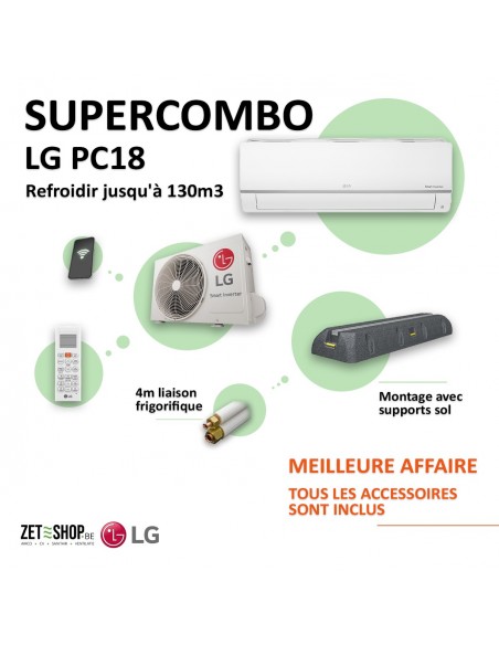 Super Combo Airco LG PC18 WiFi Single Split  4m leiding en montagebalk