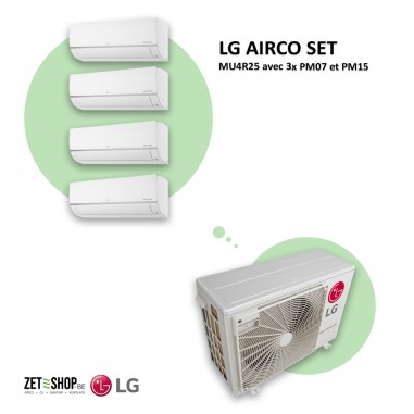LG AIRCO set  MU4R25 met 3 x PM07 en PM15