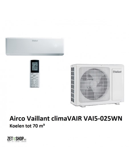 Airco climaVAIR VAI5-025WN single split 2.7kW koelen 2.93kW verwarmen