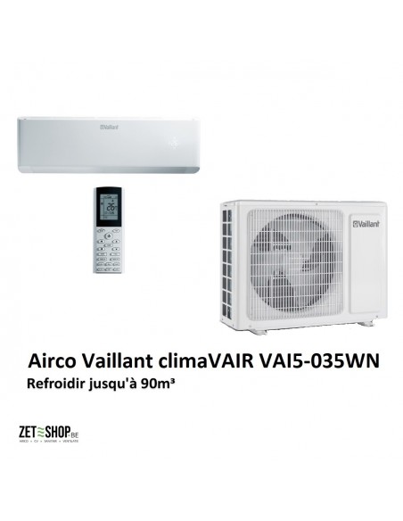 Airco climaVAIR VAI5-035WN single split 3,5kW koelen 3,81kW verwarmen