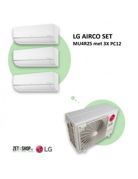 LG AIRCO set  MU4R25 met 3 x PC12