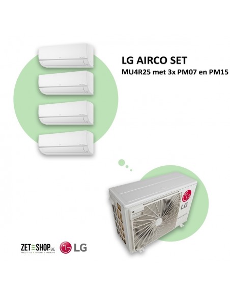 LG AIRCO set  MU4R25 met 3 x PM07 en PM15