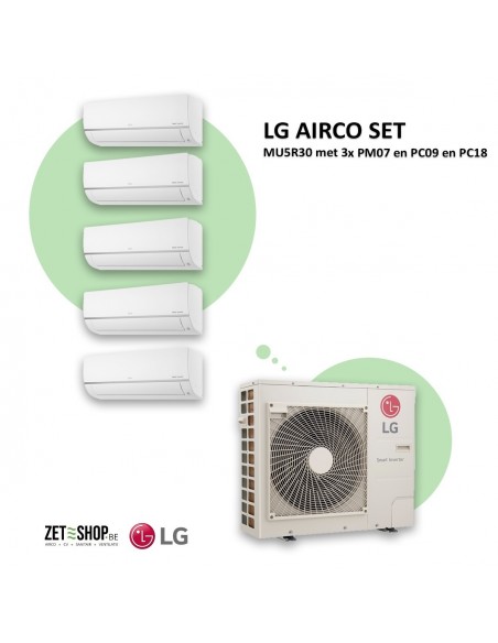 LG AIRCO set  MU5R30 met 3 x PM07 en PC09 en PC18